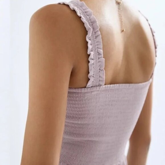 NWT Aritzia Wilfred Wide Leg Smocked Jumpsuit in 'Gull Grey'  - Size 2XS - Picture 2 of 7